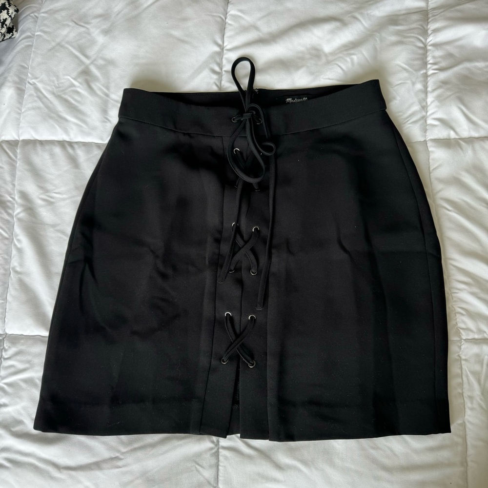 Madewell Lace Up Black Mini Skirt Size 0